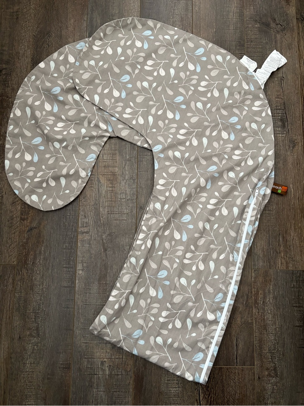 Leachco Snoogle Maternity Total Body Pillow Zip Cover in Taupe/Blue - No Pillow